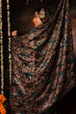 Pashtush India Womens Stoles Pashtush Womens Fine Wool Stole, Nalki Embroidery Design, Black