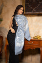 Pashtush India Womens Stoles and Scarves Scarf Pashtush Womens Fine Wool Stole, Nalki Embroidery  Design, Dark Grey