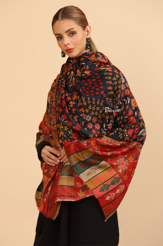 Pashtush India Womens Stoles and Scarves Scarf Pashtush Womens Fine Wool Stole, Paisley Design, Multicolour