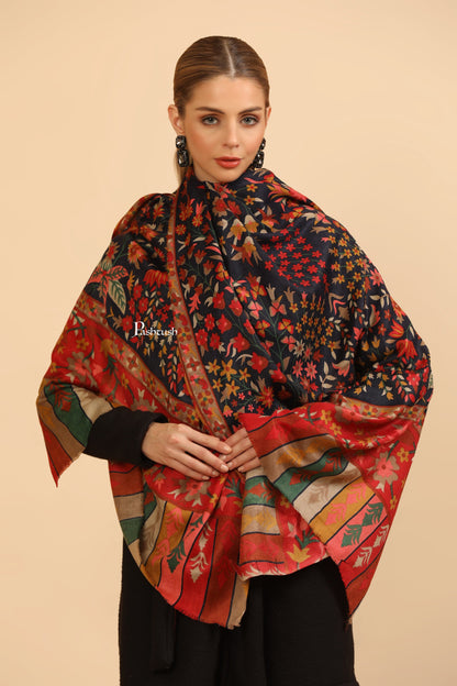 Pashtush India Womens Stoles and Scarves Scarf Pashtush Womens Fine Wool Stole, Paisley Design, Multicolour