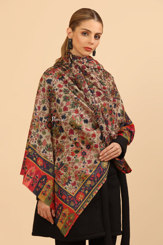 Pashtush India Womens Stoles Pashtush Womens Fine Wool Stole, Paisley Design, Multicolour