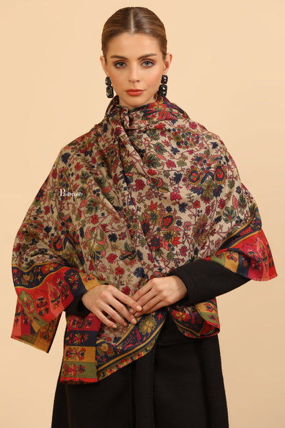 Pashtush India Womens Stoles Pashtush Womens Fine Wool Stole, Paisley Design, Multicolour