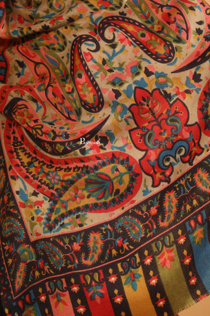 Pashtush India Womens Stoles Pashtush Womens Fine Wool Stole, Paisley Design, Multicolour