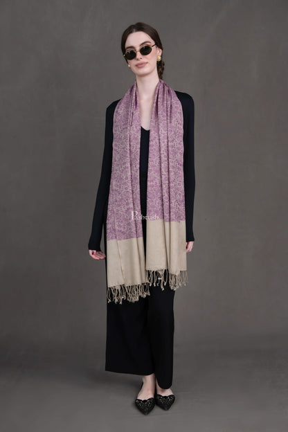 Pashtush India Womens Stoles and Scarves Scarf Pashtush Womens Fine Wool Stole, Paisley Weave Woven Design, Mauve