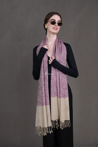 Pashtush India Womens Stoles and Scarves Scarf Pashtush Womens Fine Wool Stole, Paisley Weave Woven Design, Mauve