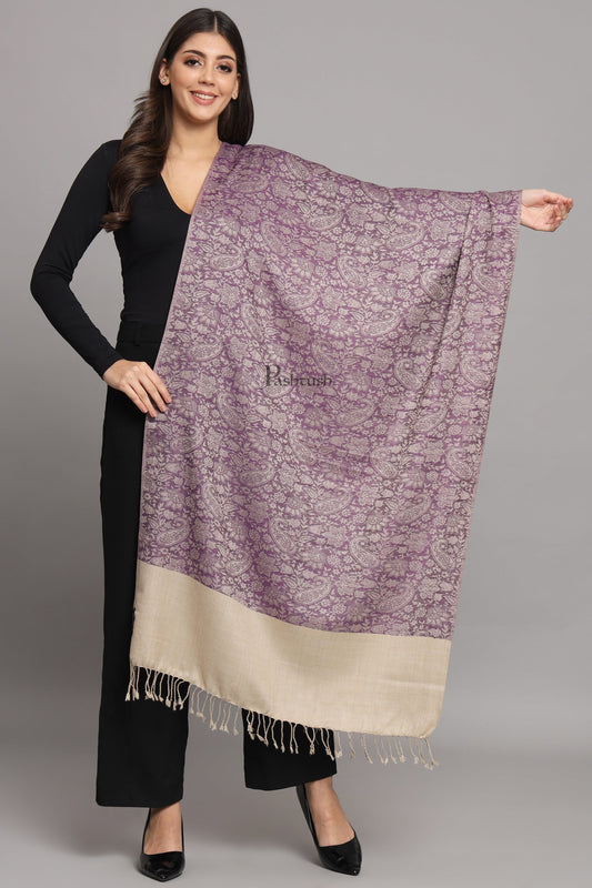 Pashtush India Womens Stoles Pashtush Womens Fine Wool Stole, Pasiley  Design, Purple