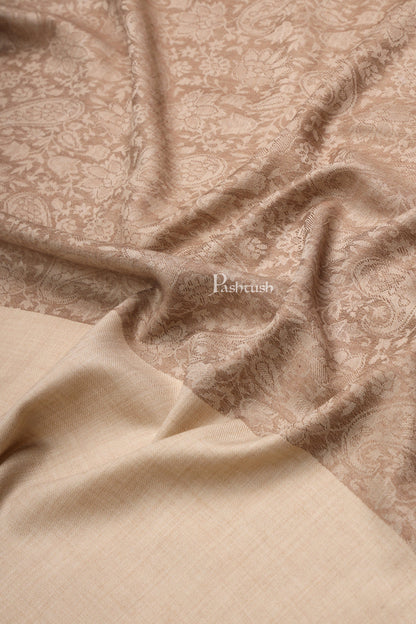 Pashtush India Womens Stoles Pashtush Womens Fine Wool Stole, Pasiley  Design, Taupe