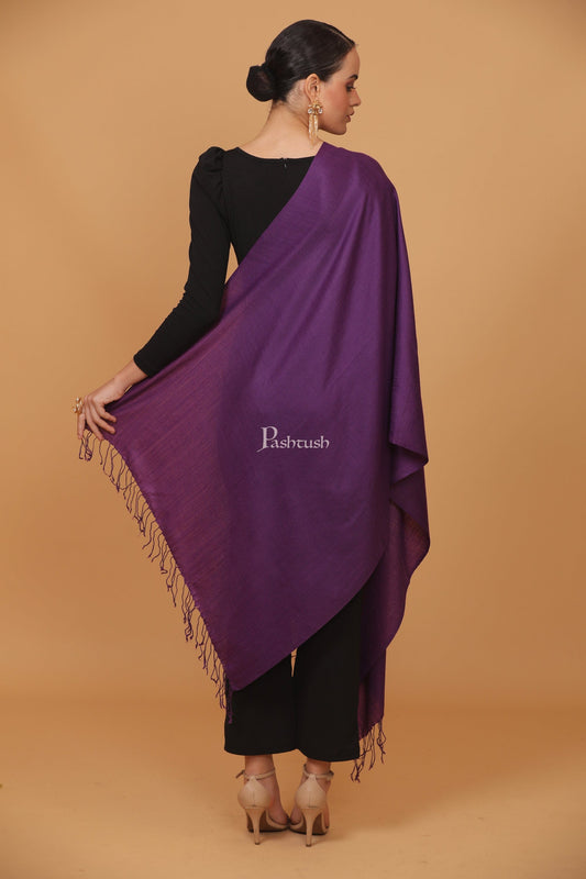 Pashtush India Womens Stoles and Scarves Scarf Pashtush womens Fine Wool stole, plain design, Purple