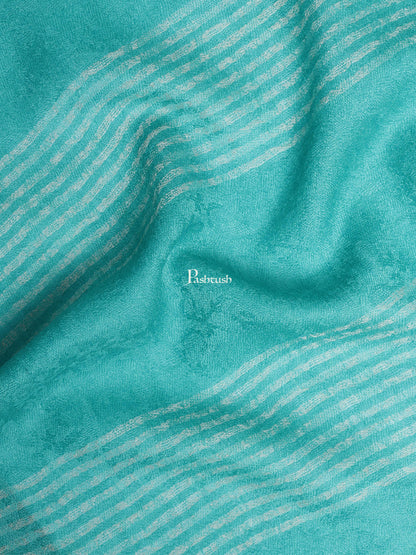 Pashtush India Womens Stoles and Scarves Scarf Pashtush Womens Fine Wool Stole, Striped Weave, Peruvian Green