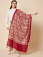 Pashtush India Womens Stoles and Scarves Scarf Pashtush Womens Fine Wool Stole, Tonal Nalki Embroidery Design, Maroon