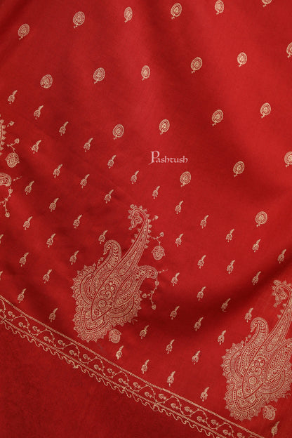 Pashtush India Womens Stoles Pashtush Womens Fine Wool Stole, Tone On Tone Embroidery Design, Maroon