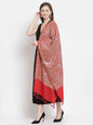 Pashtush India Womens Stoles and Scarves Scarf Pashtush Womens Fine Wool Stole, With Silky Nalki Embroidery, Self Weave, Crimson Red