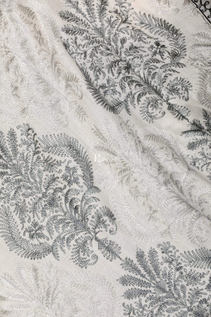 Pashtush Store Stole Pashtush Womens Fine Woollen, Silky Nalki Embroidery Needlework Stole, White