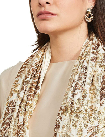 Pashtush India 70x200 Pashtush Womens Fine Woollen, Silky Nalki Embroidery Needlework Stole, White