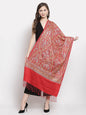 Pashtush India Womens Stoles and Scarves Scarf Pashtush Womens Fine Woollen, Silky Thread Nalki Embroidery Stole