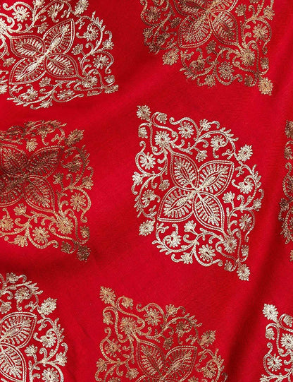 Pashtush India 70x200 Pashtush Womens Fine Woollen, Silky Thread Nalki Embroidery Stole, red
