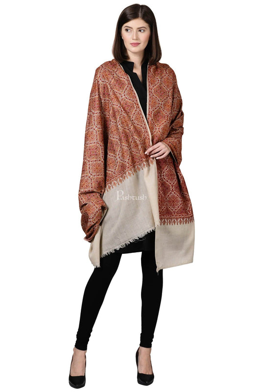 Pashtush India Womens Shawls Pashtush Womens Fineembroidery Shawl With Silk Thread Embroidery
