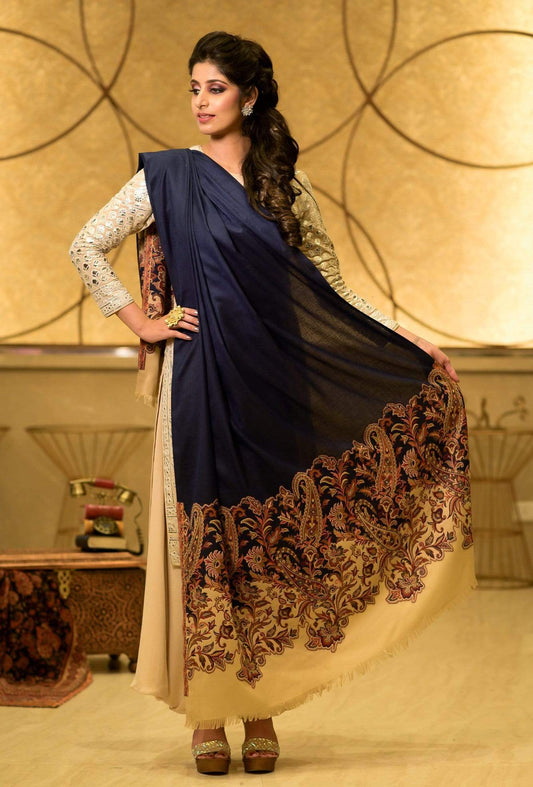 Pashtush India 100x200 Pashtush Womens Floral Jacquard Shawl, Faux Pashmina, black