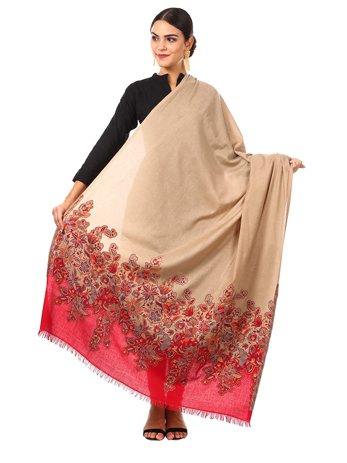 Pashtush Womens Floral Jacquard Shawl, Faux Pashmina Floral