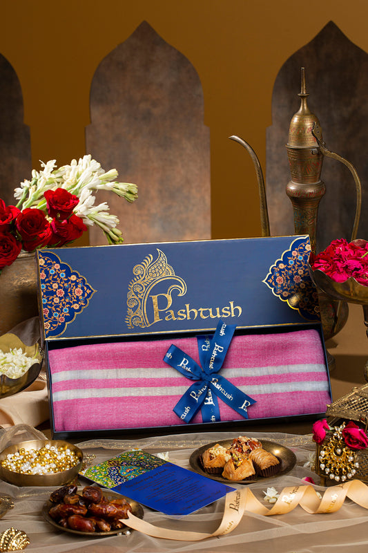 Pashtush India Gift Pack Pashtush Womens Gift Pack, Fine Silk Wool Stole, Twilight Collection, Soft Flamingo