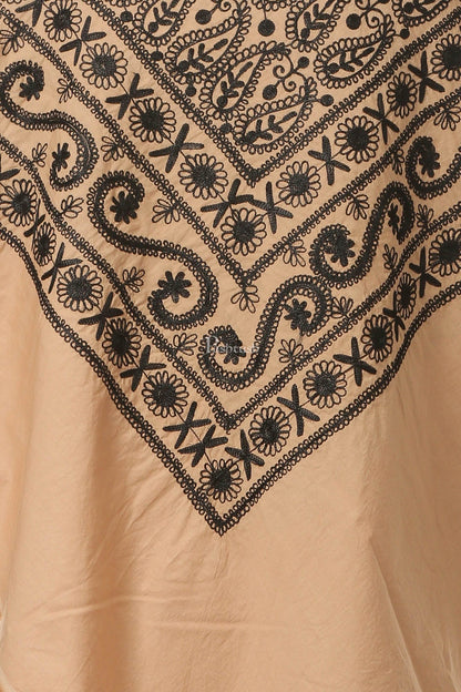 Pashtush India Womens Cape Pashtush Womens Hand Embroidered Kaftan Square Shawl, With Aari Embroidery, Cotton.