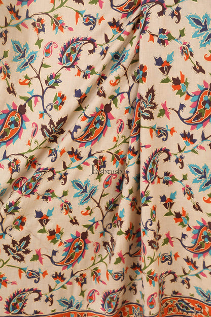 Pashtush India 100x200 Pashtush Womens Hand Embroidered Kalamkari Shawl, Fine Wool