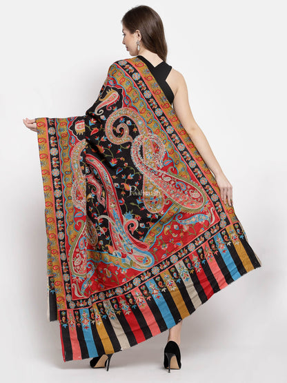Pashtush India Womens Shawls Pashtush Womens Hand Embroidered Kalamkari Shawl, Fine Wool