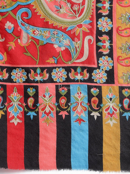 Pashtush India Womens Shawls Pashtush Womens Hand Embroidered Kalamkari Shawl, Fine Wool
