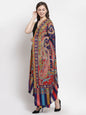Pashtush India Womens Shawls Pashtush Womens Hand Embroidered Kalamkari Shawl, Fine Wool