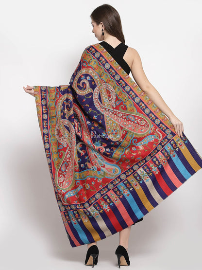 Pashtush India Womens Shawls Pashtush Womens Hand Embroidered Kalamkari Shawl, Fine Wool