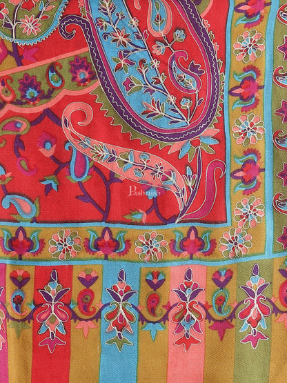 Pashtush India Womens Shawls Pashtush Womens Hand Embroidered Kalamkari Shawl, Soft And Warm, Light Weight Fine Wool