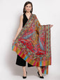 Pashtush India Womens Shawls Pashtush Womens Hand Embroidered Kalamkari Shawl, Soft And Warm, Light Weight Fine Wool