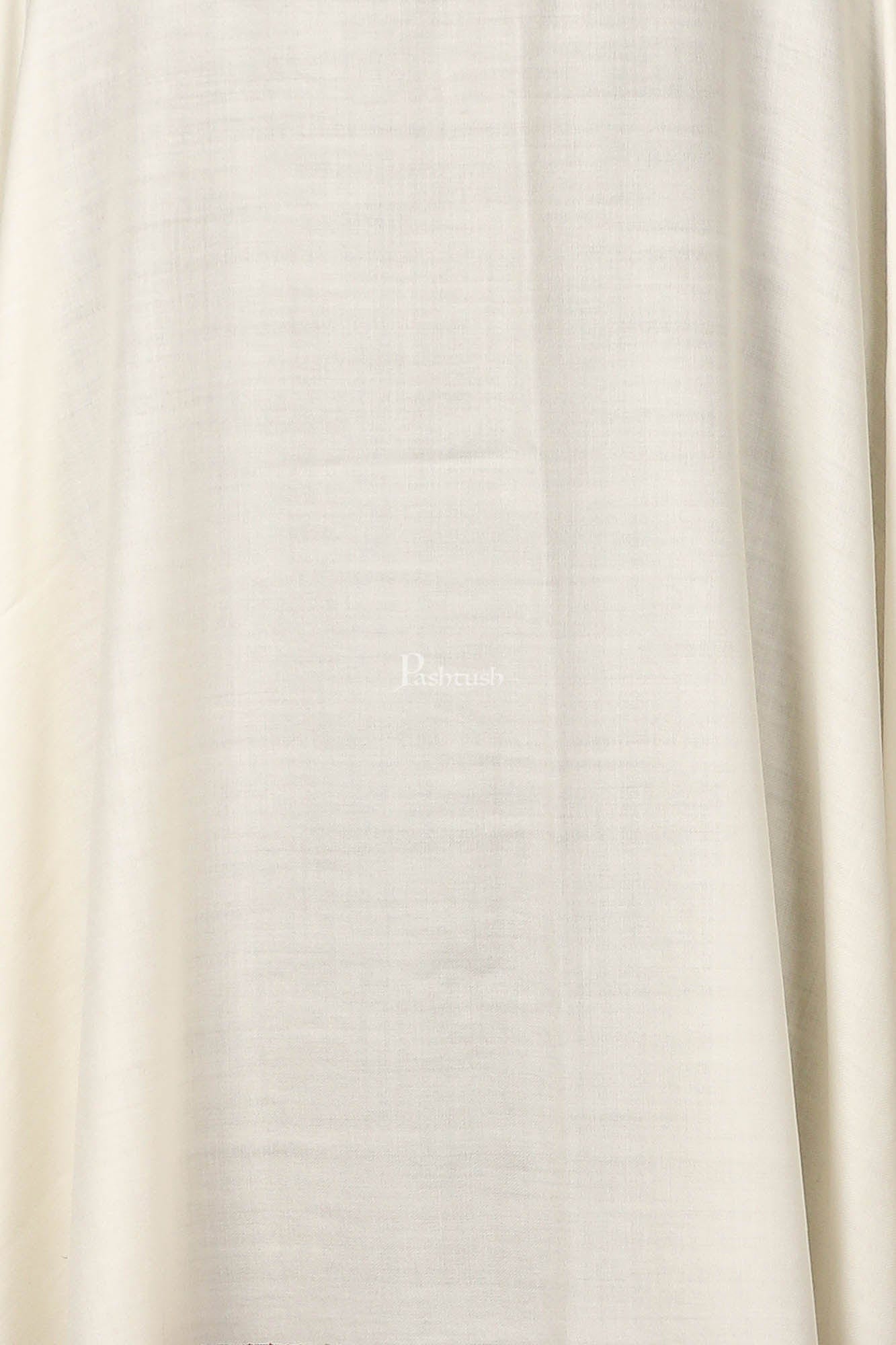 Pashtush India Womens Shawls Pashtush Womens Hand Embroidery Shawl, 100% Pure Wool Shawls, Ivory