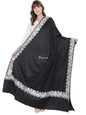 Pashtush India Womens Shawls Pashtush Womens Hand Embroidery Shawl, Border Design With Tilla Zari Work - Black