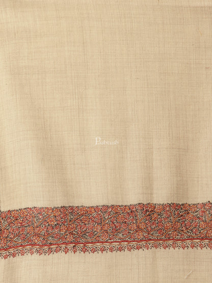 Pashtush India Womens Shawls Pashtush Womens Hand Embroidery Shawl, Fine Wool Shawls, Beige