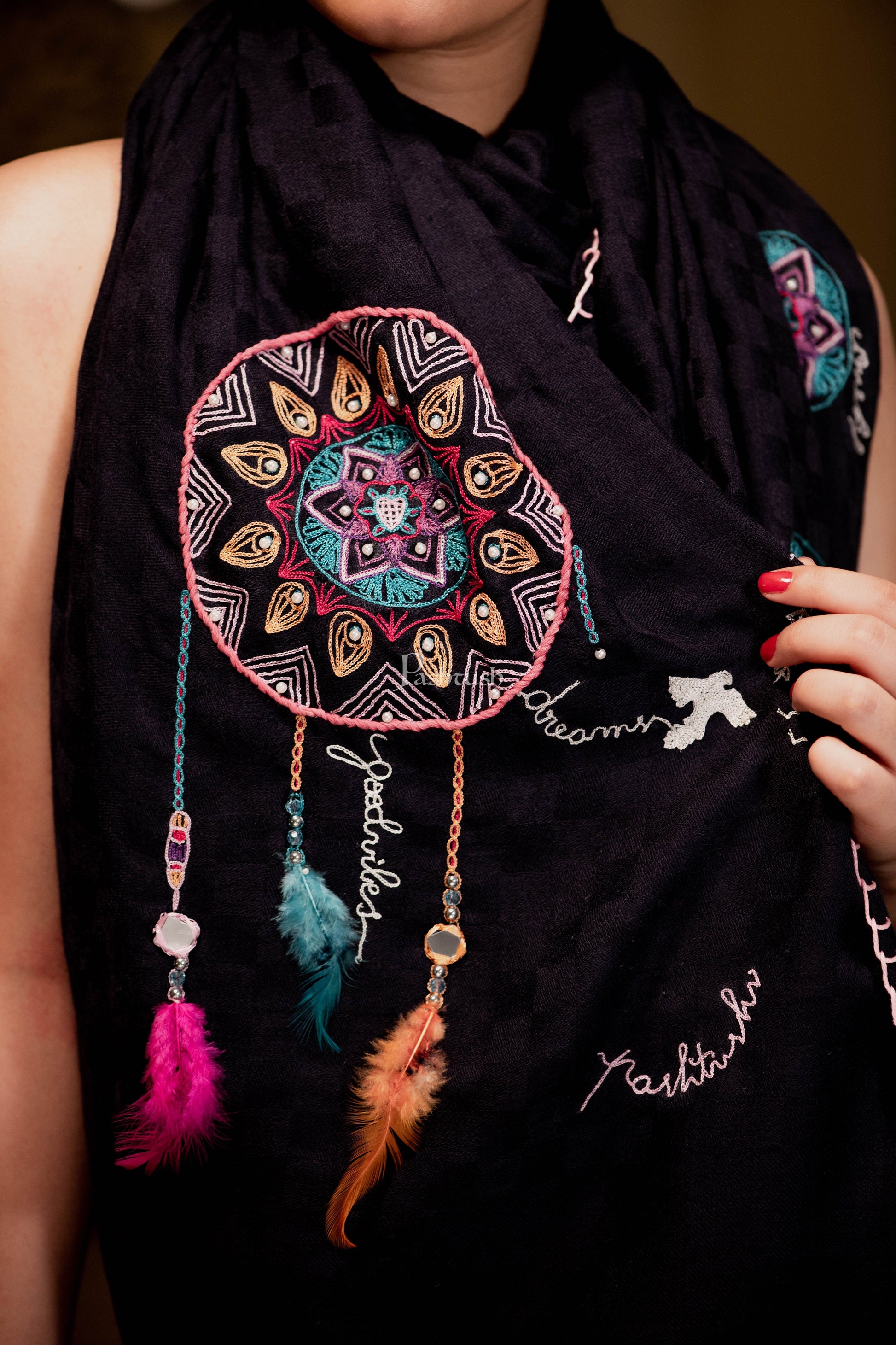 Pashtush India Womens Stoles and Scarves Scarf Pashtush Womens Handmade Dream Catcher Aesthetic Scarf ( Alchemy Collection )