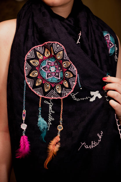 Pashtush India Womens Stoles and Scarves Scarf Pashtush Womens Handmade Dream Catcher Aesthetic Scarf ( Alchemy Collection )