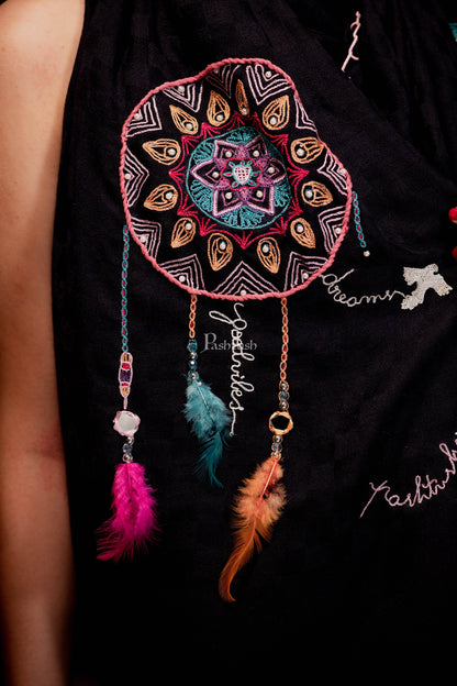 Pashtush India Womens Stoles and Scarves Scarf Pashtush Womens Handmade Dream Catcher Aesthetic Scarf ( Alchemy Collection )