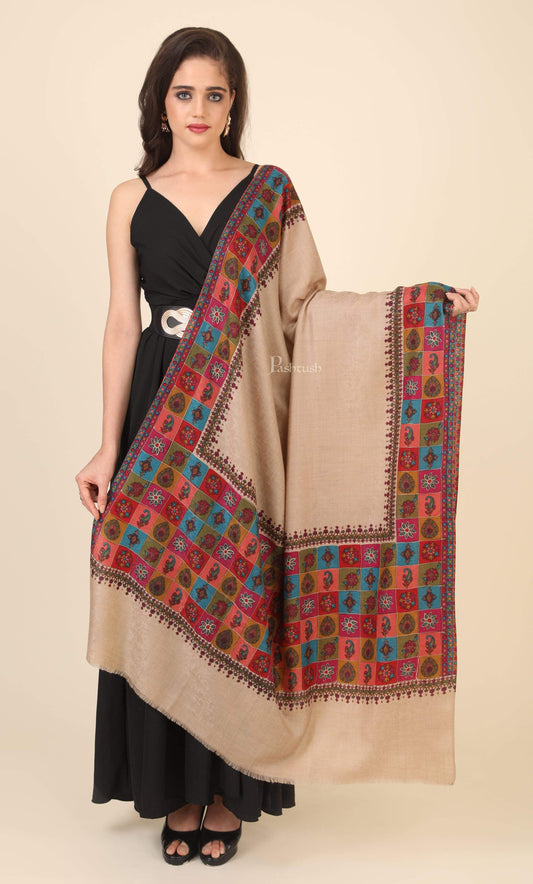 Pashtush India 100x200 Pashtush Womens Handworked, Painted Kalamkari Embroidery Shawl