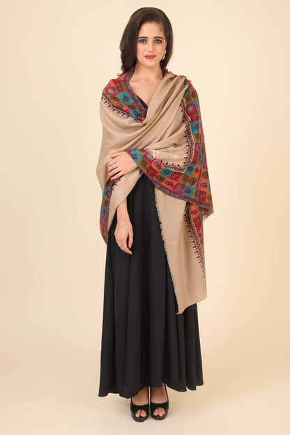 Pashtush India 100x200 Pashtush Womens Handworked, Painted Kalamkari Embroidery Shawl