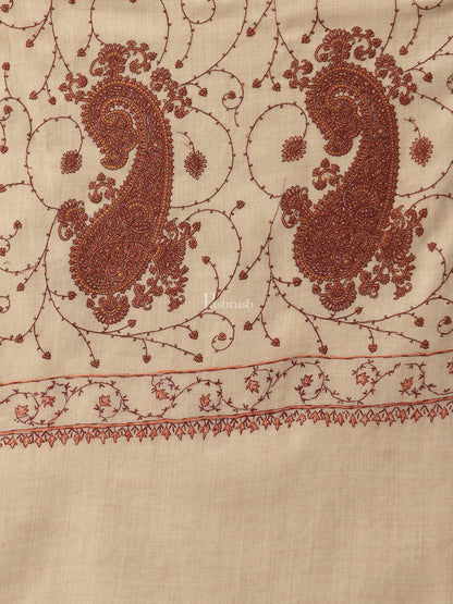 Pashtush India Womens Shawls Pashtush Womens Jaal Embroidery Shawl, Large Size, Taupe