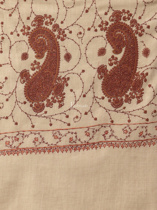 Pashtush India Womens Shawls Pashtush Womens Jaal Embroidery Shawl, Large Size, Taupe