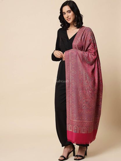Pashtush India Womens Shawls Pashtush Womens, Jamawar Shawl, Faux Pashmina, Soft and Warm, Pink