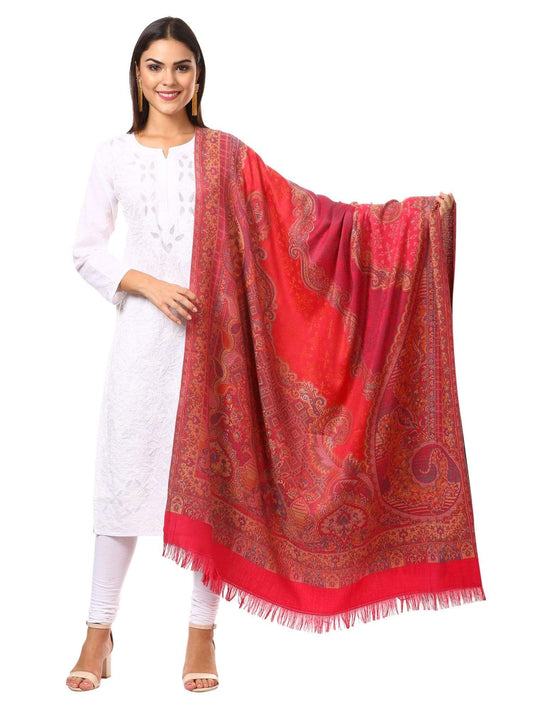 Pashtush Shawl Store Shawl Pashtush womens Jamawar Shawl, Soft Faux Pashmina - Pink