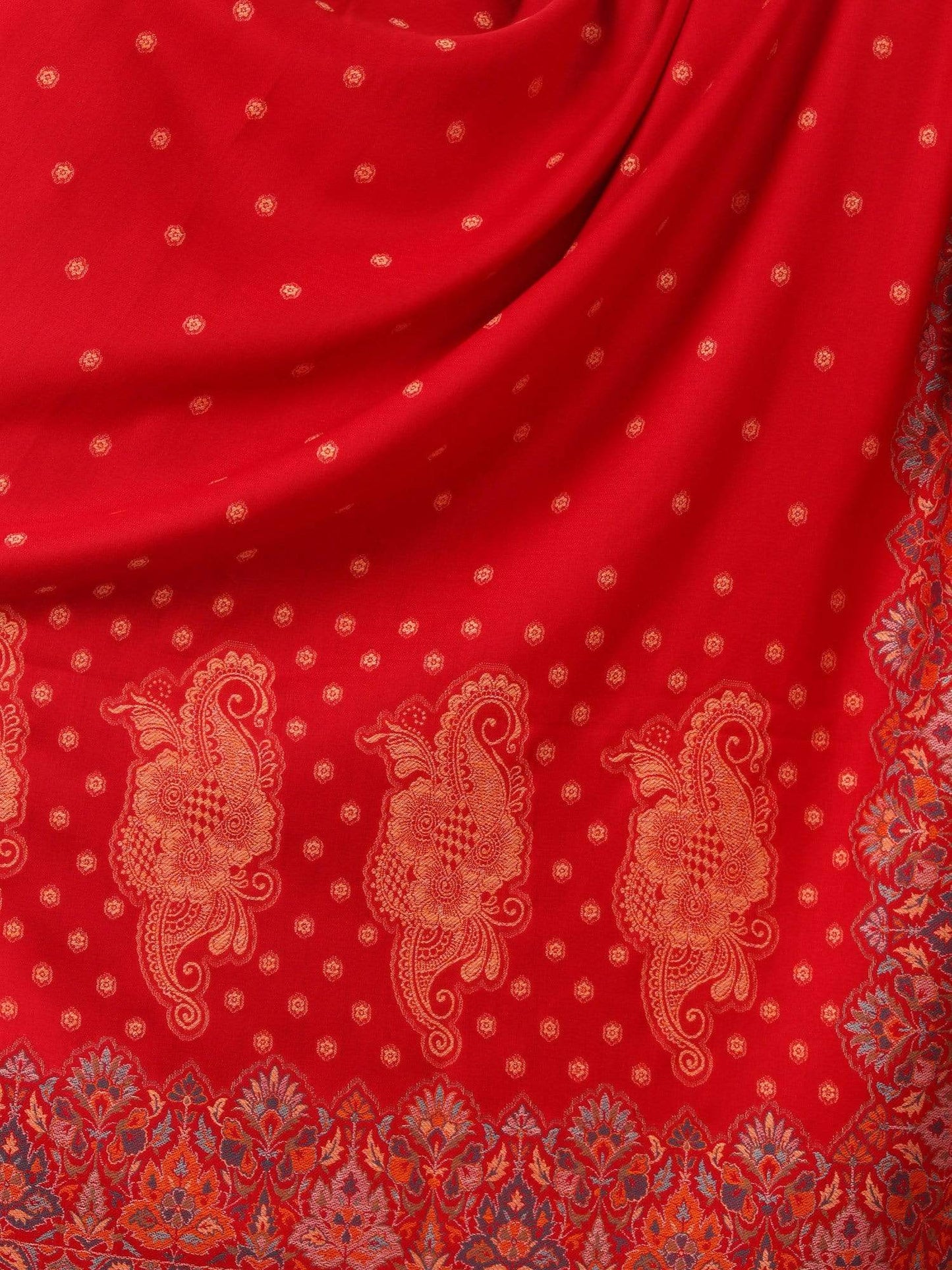 Pashtush Shawl Store Shawl Pashtush womens Jamawar Shawl, Soft Faux Pashmina Red