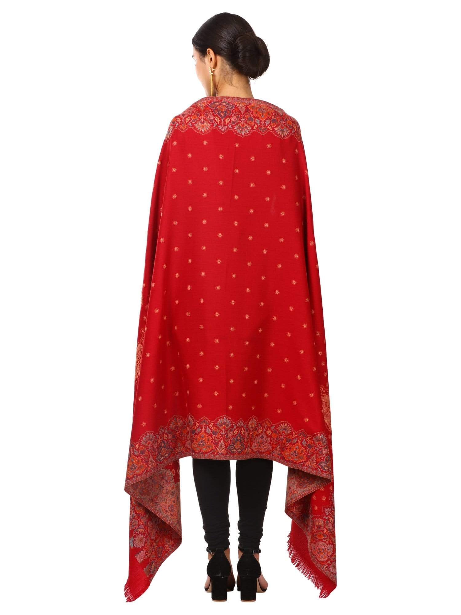Pashtush Shawl Store Shawl Pashtush womens Jamawar Shawl, Soft Faux Pashmina Red