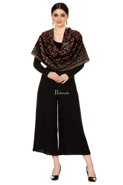 Pashtush India 100x200 Pashtush Womens Kaani Shawl, Faux Pashmina Shawl, Soft and Warm (Black)