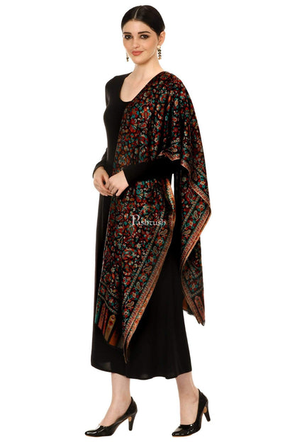 Pashtush India 100x200 Pashtush Womens Kaani Shawl, Faux Pashmina Shawl, Soft and Warm (Black)