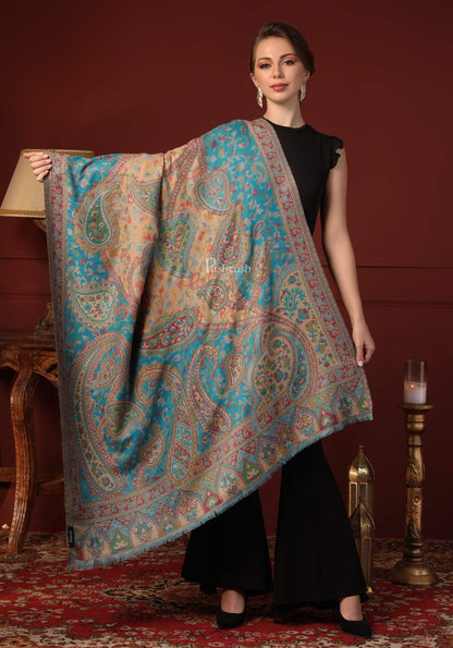 Pashtush India 100x200 Pashtush Womens Kaani Shawl, Faux Pashmina, Soft And Warm, Barabic Blue