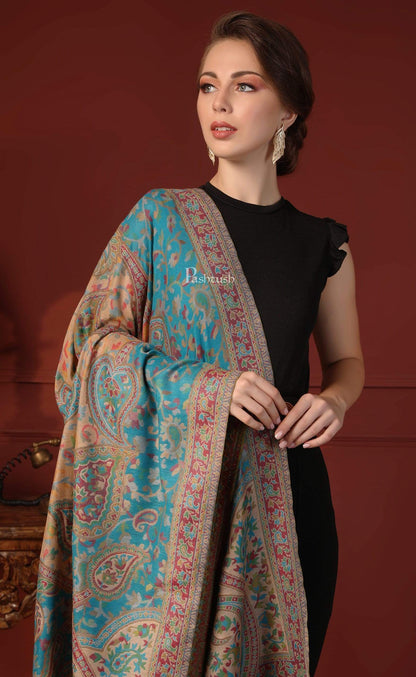 Pashtush India 100x200 Pashtush Womens Kaani Shawl, Faux Pashmina, Soft And Warm, Barabic Blue